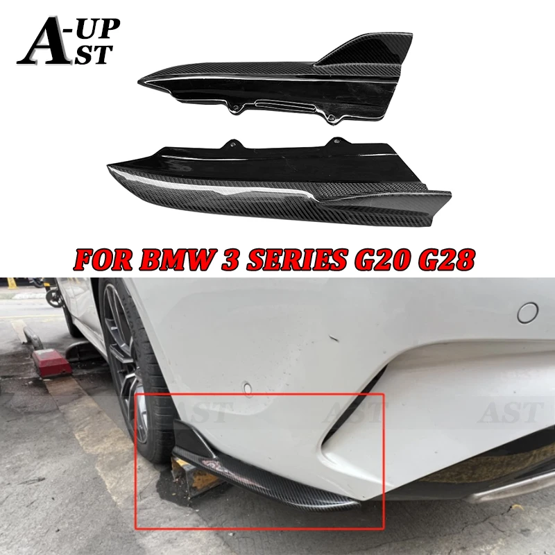 Side Splitters Carbon Fiber Rear Bumper Wrap Angle For BMW 3 Series G20 G28 320i 325i 330i Diffuser Corner Trim Cover Body Kits