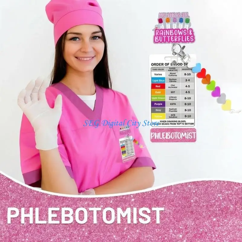 U75B Phlebotomy Quick Reference Card Badge Reels with Blood Tube Order Chart Guide