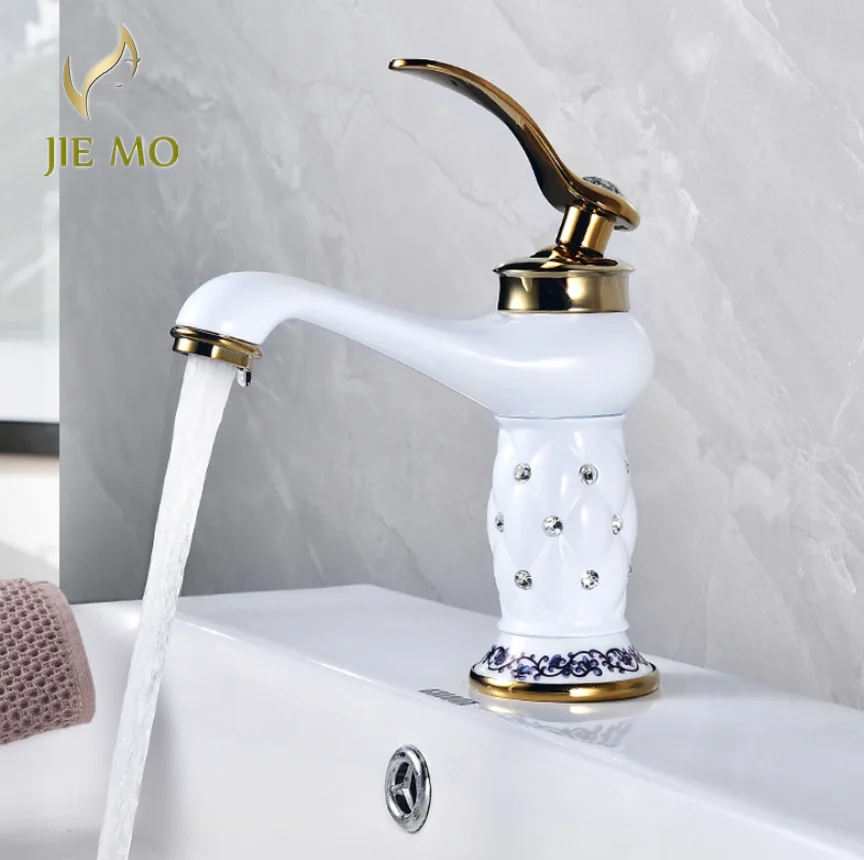 Black Washbasin Faucet, Cold and Hot Bathroom, White Washbasin, Washbasin, Single-Hole Under-Sink Faucet