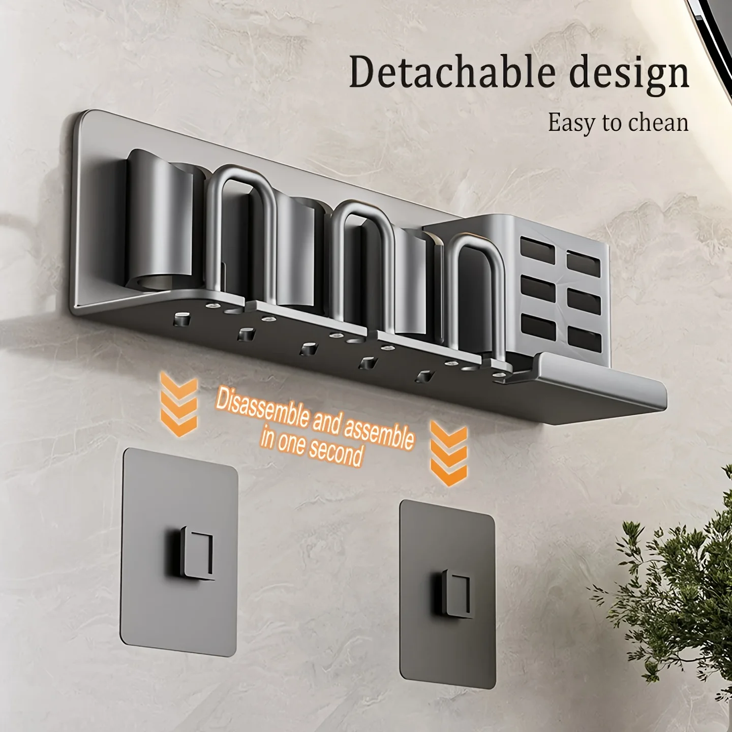 No Drill Wall Mounted Toothbrush Holder With Storage Slots Space Saving Bathroom Organizer Electric Toothbrushes Razors Storage