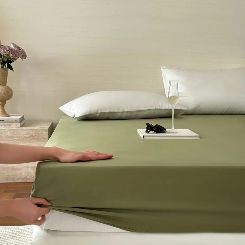 2026 1pc Solid Modern Fitted Sheet 100% Lyocell Fiber Summer Mattress Cover Silky Home Bed Linens 137*191cm NO PILLOWCASE