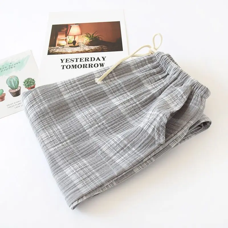 2024 New Style Trending Cotton Plaid Trousers Home Furnishing Cotton Panties Pajamas Cotton Men Sleeping Down Home Wear R111