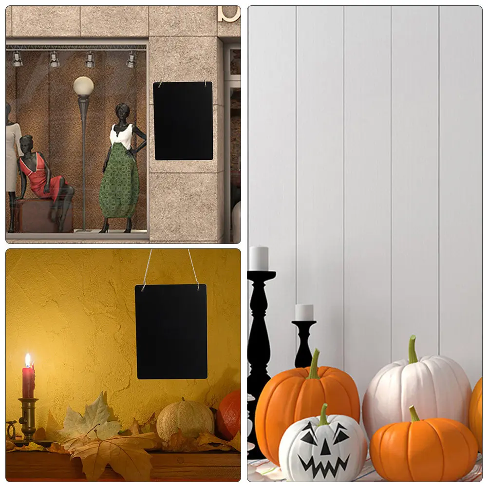 

2Pcs Mini Wooden Blackboard Sign Double Sided Writing Board Hanging Chalkboard for Kitchen Door Window Wall DIY Graffiti