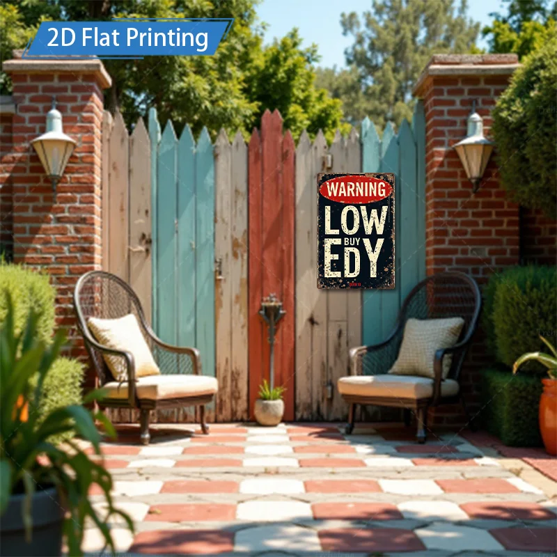 [2D FLAT] علامة معدنية مكونة من قطعة واحدة، علامة تحذير ريفية مقاس 8 × 12 بوصة "Low Buy Edy" فن معدني عتيق
