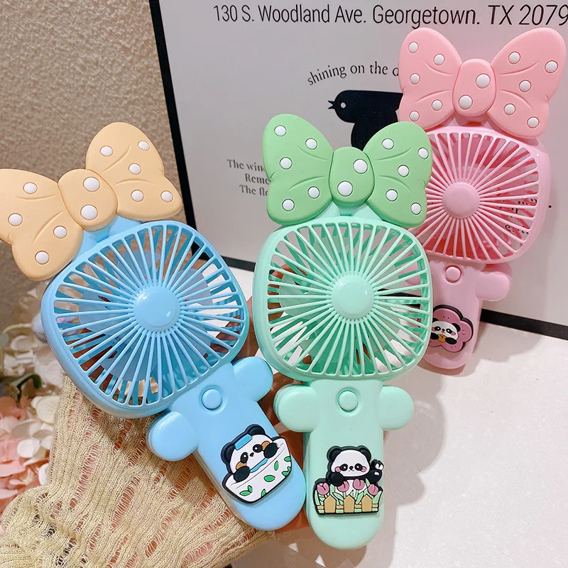 Kawaii القوس الباندا مروحة يدوية الصيف لطيف بارد مروحة محمولة مع كابل يو اس بي قابلة للشحن مروحة صغيرة الحيوان سطح المكتب الديكور