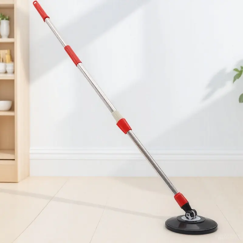Rotating Mop Replacement Pole Stainless Steel Handle 360 Degree Swivel Head Lightweight Easy Storage Mop Pole for Rotating Mops