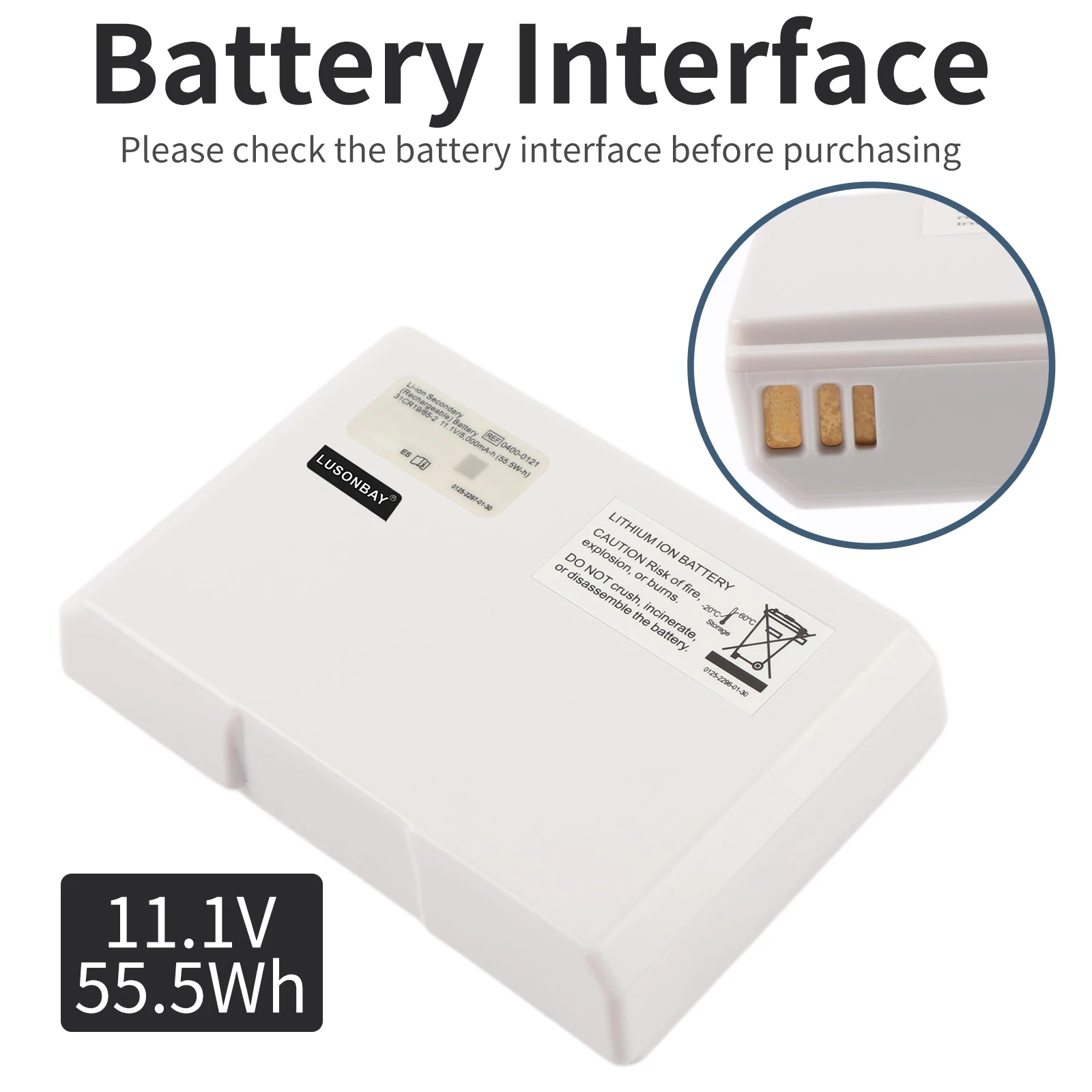 0400-0121  Rechargeable Battery For  Verathon BladderScan BVI 9400  0400-0066  0570-0190 11.1V  5000mAh/55.5Wh