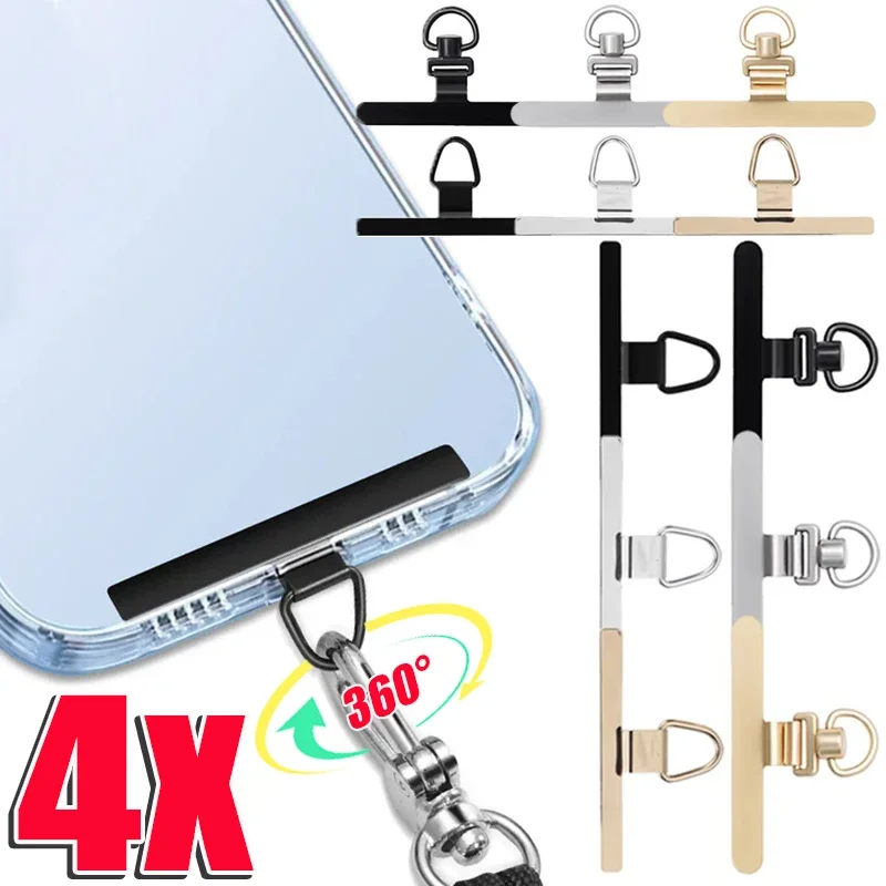 1/4Pcs Stainless Steel Phone Tether Tab Keychain Universal 360 Degree Rotatable Phone Lanyard Clips Strap Connector for Iphone