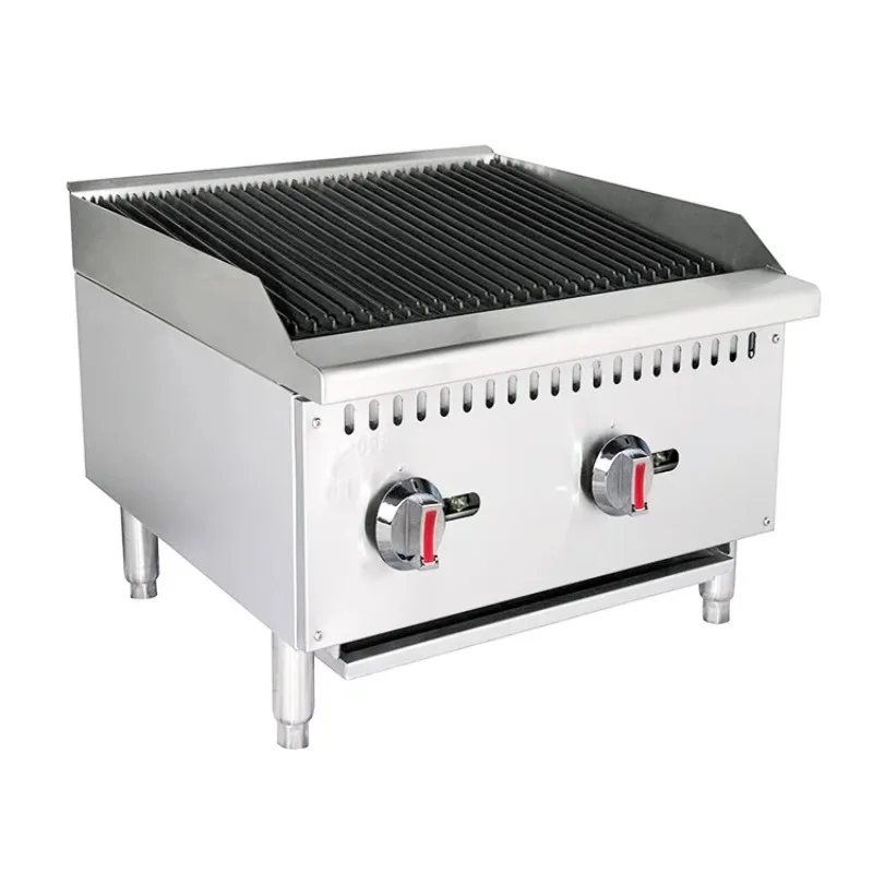 Hotel Restaurant Supplies Commercial 3 Burner Machine Countertop Gas Charbroiler Barbeque Grill