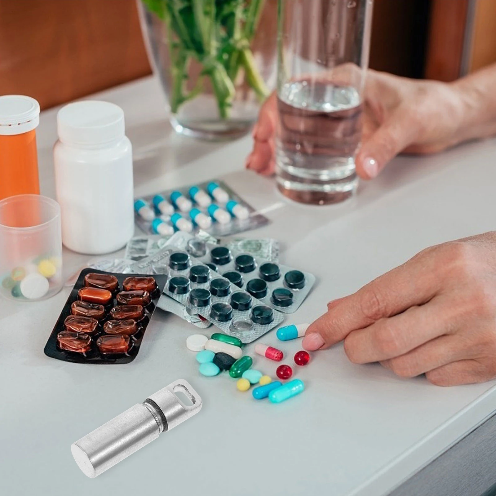 

Водонепроницаемый держатель из нержавеющей стали, герметичный футляр для таблеток, портативный контейнер для лекарств, компактный органайзер для кемпинга, путешествий на открытом воздухе