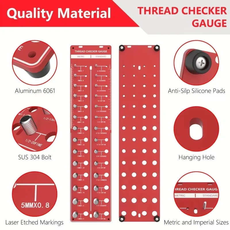 Pkx For Thread Identification Gauge Nut and Bolt Thread Checker Inch and Metric Screw Bolt Size Identifier Gauge Standard 28 Pre