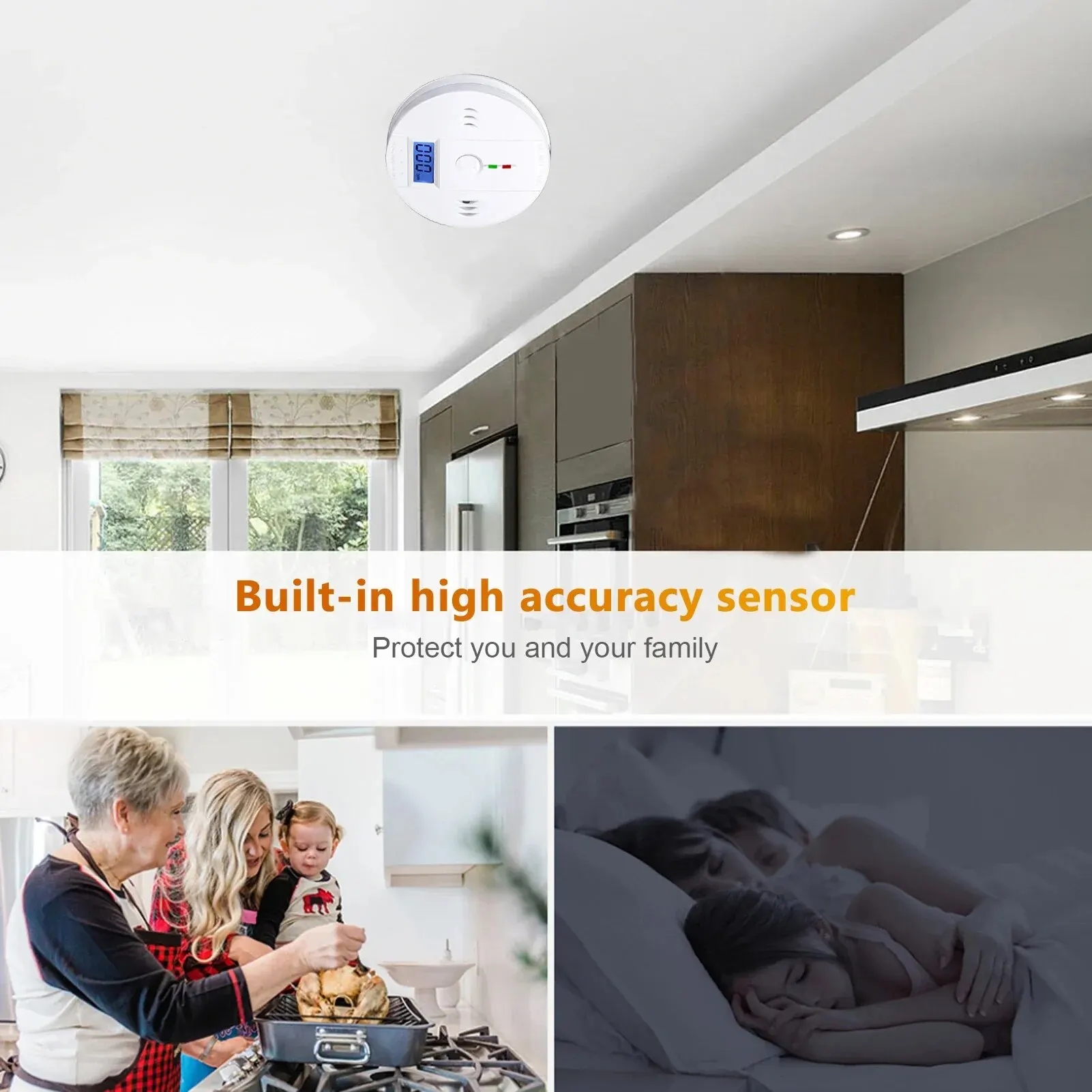 Carbon Monoxide Alarm Smoke Alarm Co Detector LCD Display Alarm Home Wireless Toxic Gas Leak Detector Fire Sound Alarm