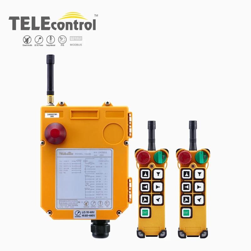 F24-6D Industrial Radio 2T1R Wireless Crane Hoist Remote Control Switch 6 Channel UTING TELEcontrol Double Speed 24-48V 100-440V