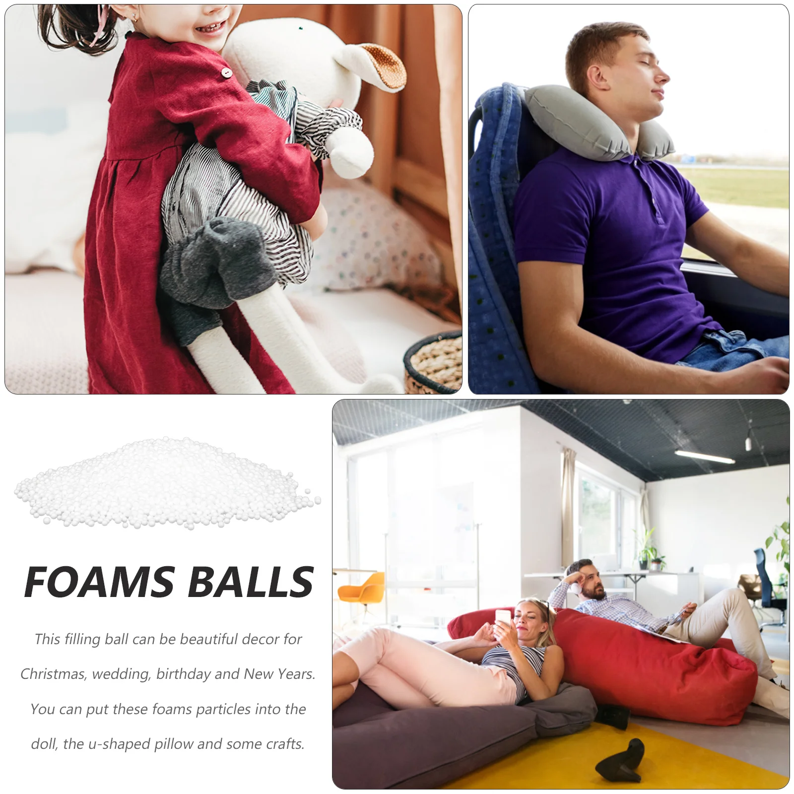 

Foam Beads Sofa Filler Lightweight Craft Project Kids Gift Christmas Cushion stuffing for lazy couch pillows