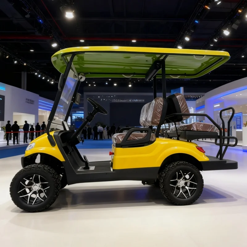 عربة جولف كهربائية مع مكبرات صوت بخاصية البلوتوث قابلة للطي للزجاج الأمامي 2 + 2 4 مقاعد سكوتر كهربائي عربة السيارة من المصنع مباشرة