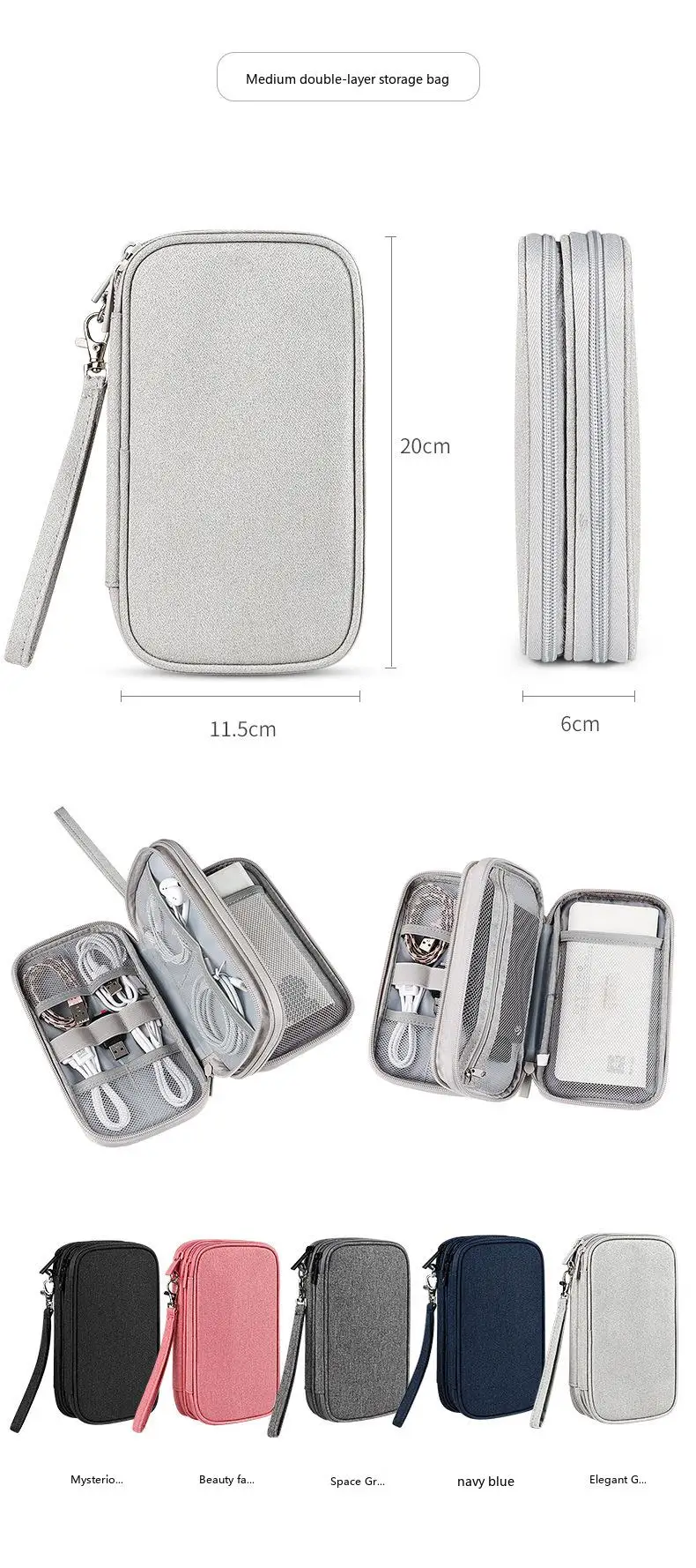 Kabel-Organizer-Tasche Reise-Digitalzubehör-Aufbewahrungstasche für Telefon-USB-Ladegerät – Detail 6