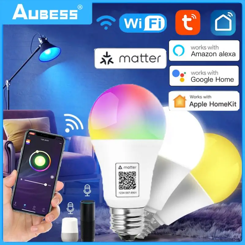 matter lampada led inteligente e27 wifi rgb cw 9w 800lm wifi homekit siri google home alexa decoracao de casa a19 01