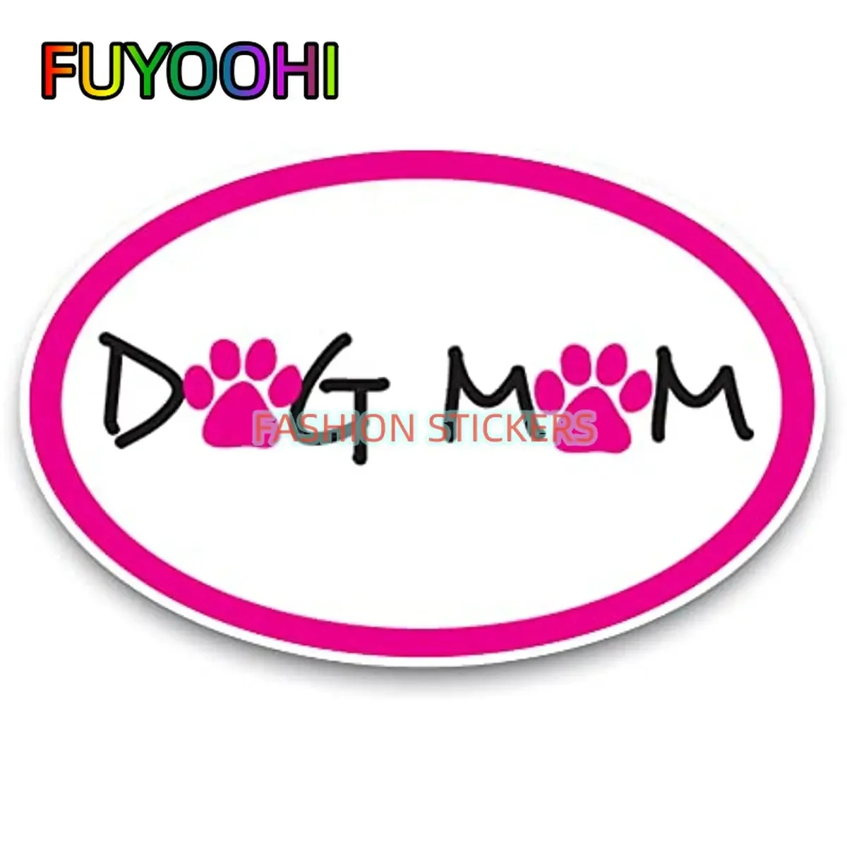 

FUYOOHI Dog Mom Pink Oval Dog Paw Print Car Sticker for Laptop Bottle Car Truck Motorcycle Window Wall Fishing Boat Decals