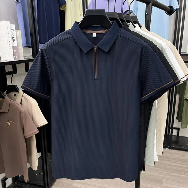 

Men's Polo Shirts T-shirt Casual Summer Short Sleeve Half Zip Plain Top Solid Color Slim Fit Athletic Fashion