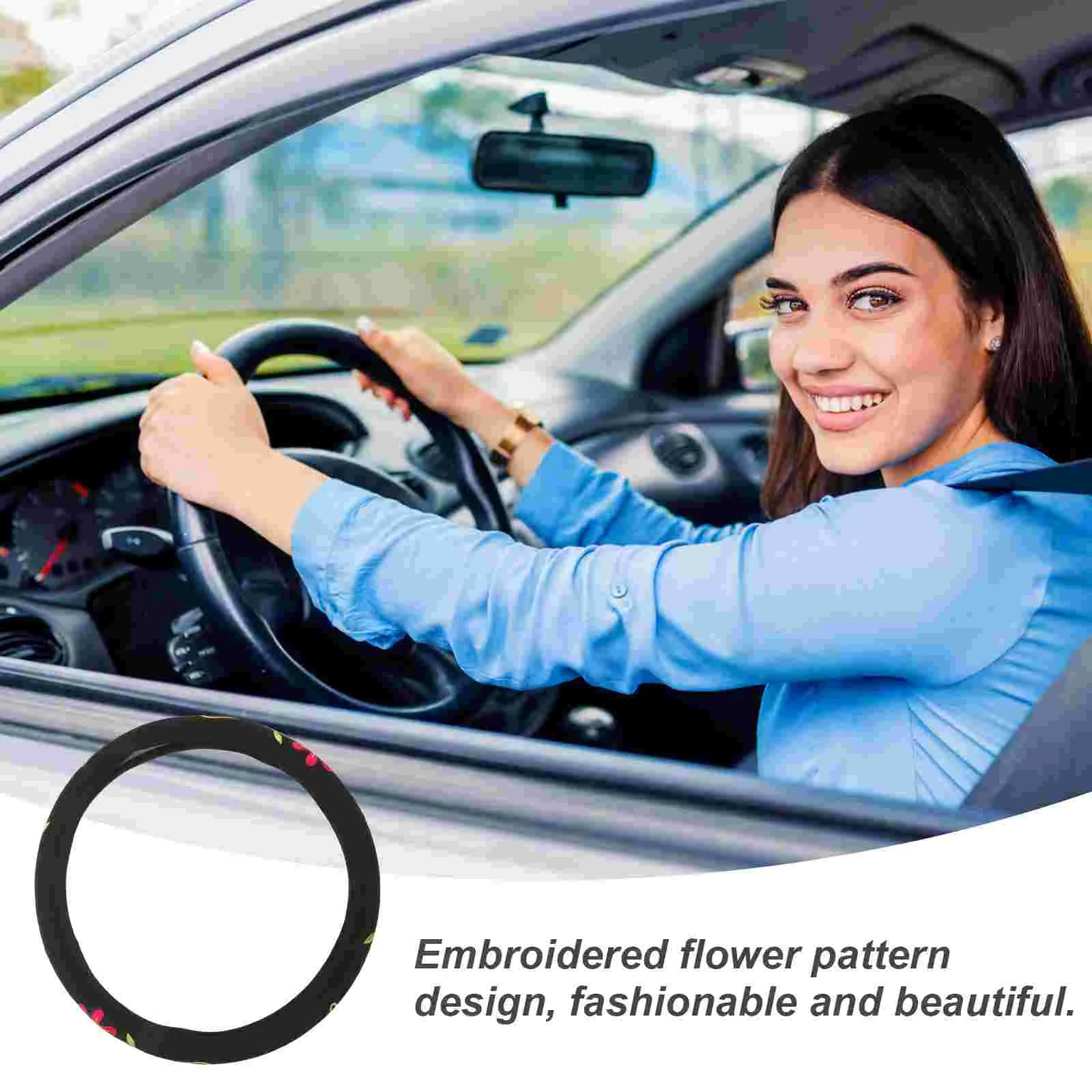 inside The Car Steering Wheel Cover Miss Non-skid Flannel Decorative for Vehicle