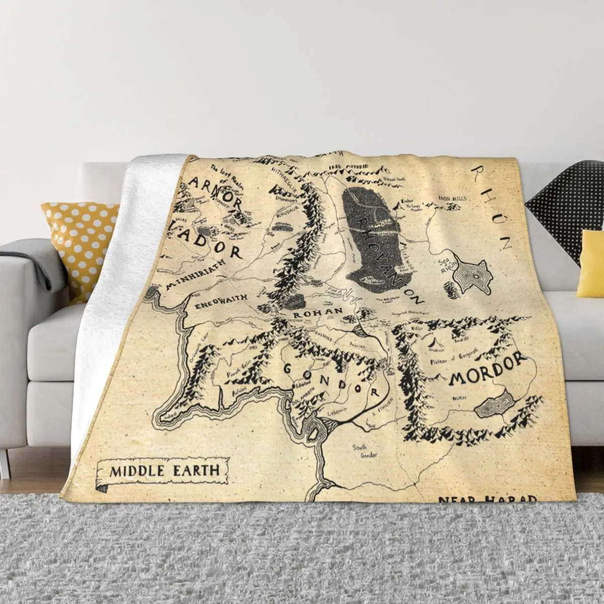 Tolkien Map Middle Earth 2650 Anime Bed Blankets Blankets And Throws Throw Blanket