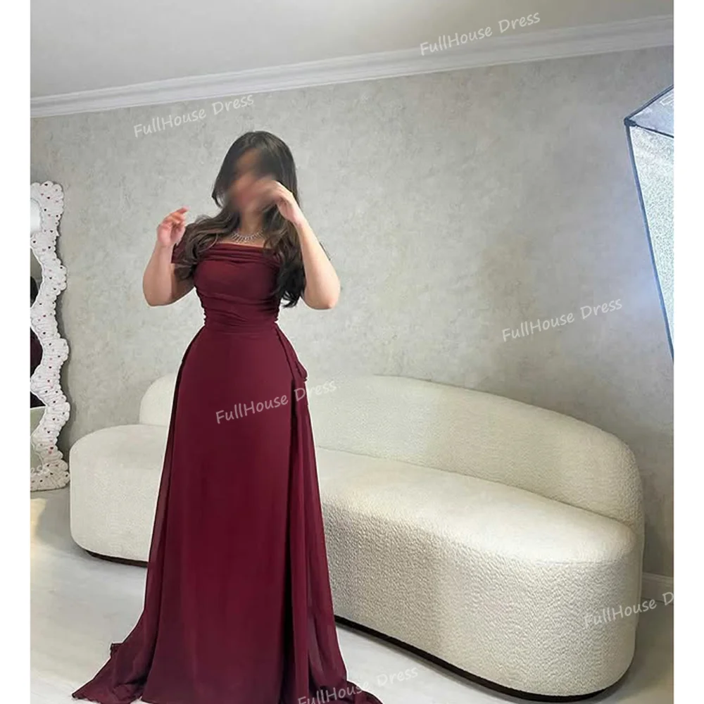 Maßgeschneidertes, klassisches, schulterfreies, plissiertes, sexy Etui-Abend-Brautkleid aus Chiffon, rückenfreies, bodenlanges Ballkleid mit Hof