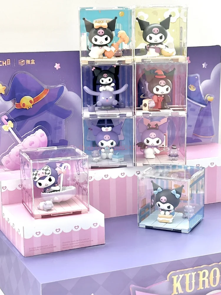 Sanrio กล่องตาบอด Kuromi เคล็ดลับหรือรักษาชุดน่ารักอะนิเมะตัวเลขฉากขนาดเล็กวันเกิดคริสต์มาสของขวัญ Dec Kawaii ของเล่นเด็ก