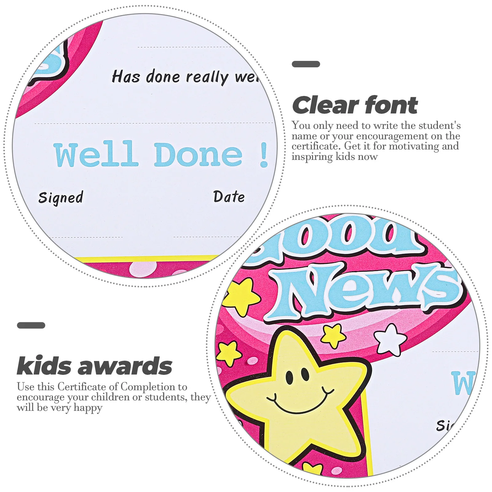 

100 Sheets Award Certificates for Colorful Printing Thickened Paper English Certificate of Achievement Student Completion