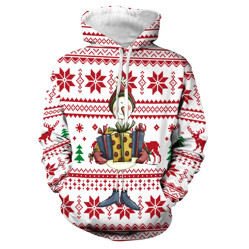 

3D Print Funny Snowman Graphic Hoodies Fashion Long Sleeve Hooded Clothes Loose Casual Autumn Winter Top Creative Christmas Gift