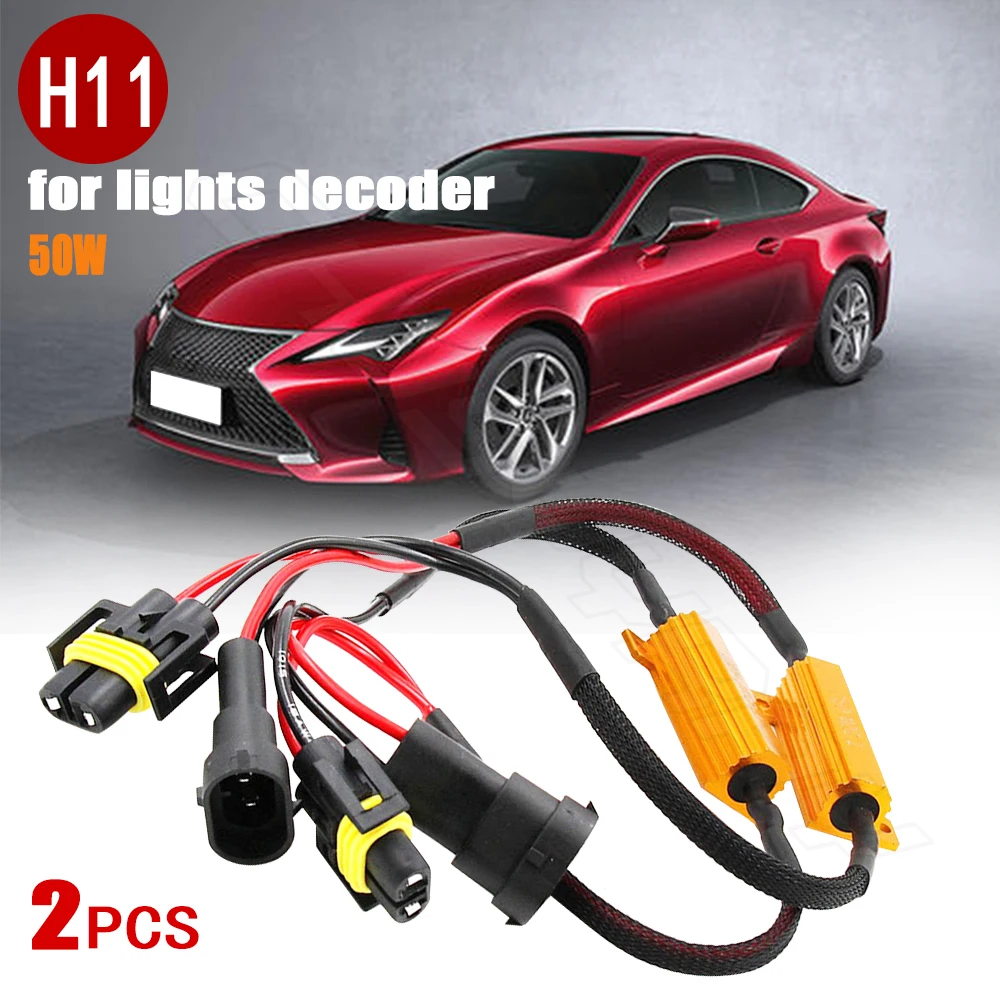 

2pcs H11 Bulb Socket Wiring Harness Headlight 12V-24V ABS and Copper Wirefor Plug and Play Fog Lamp Male Connector Pig Tail