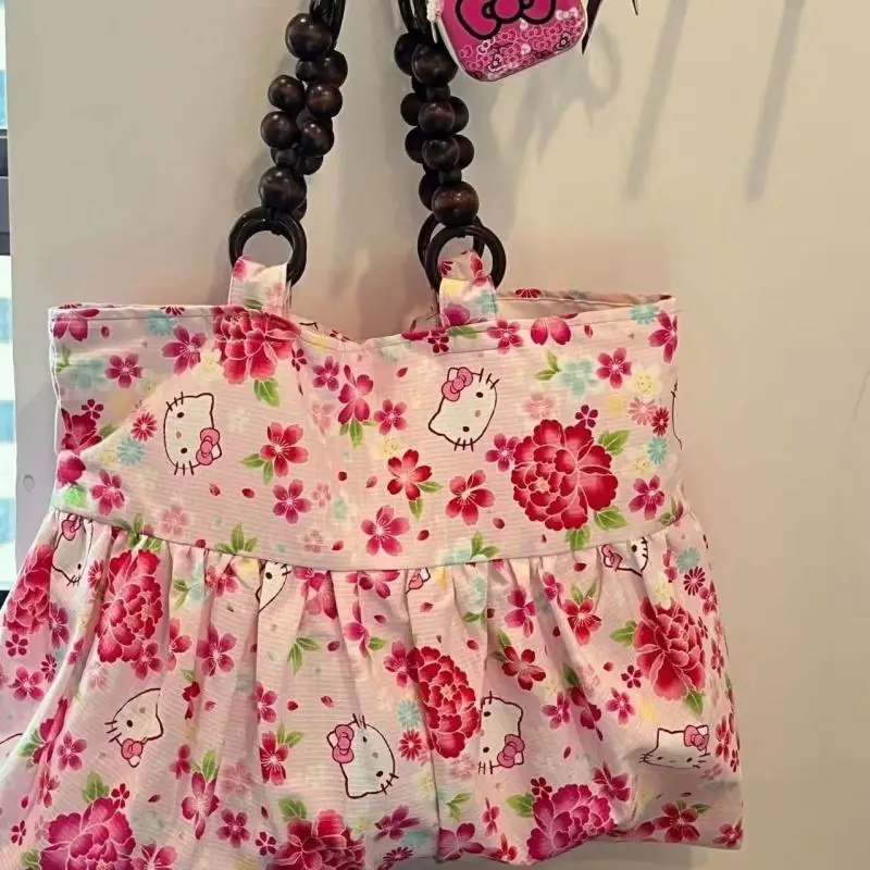 

Sanrio New High-value Romantic Korean Large-capacity Cloth Bag Retro Tote Ins Floral Canvas Bag Shoulder