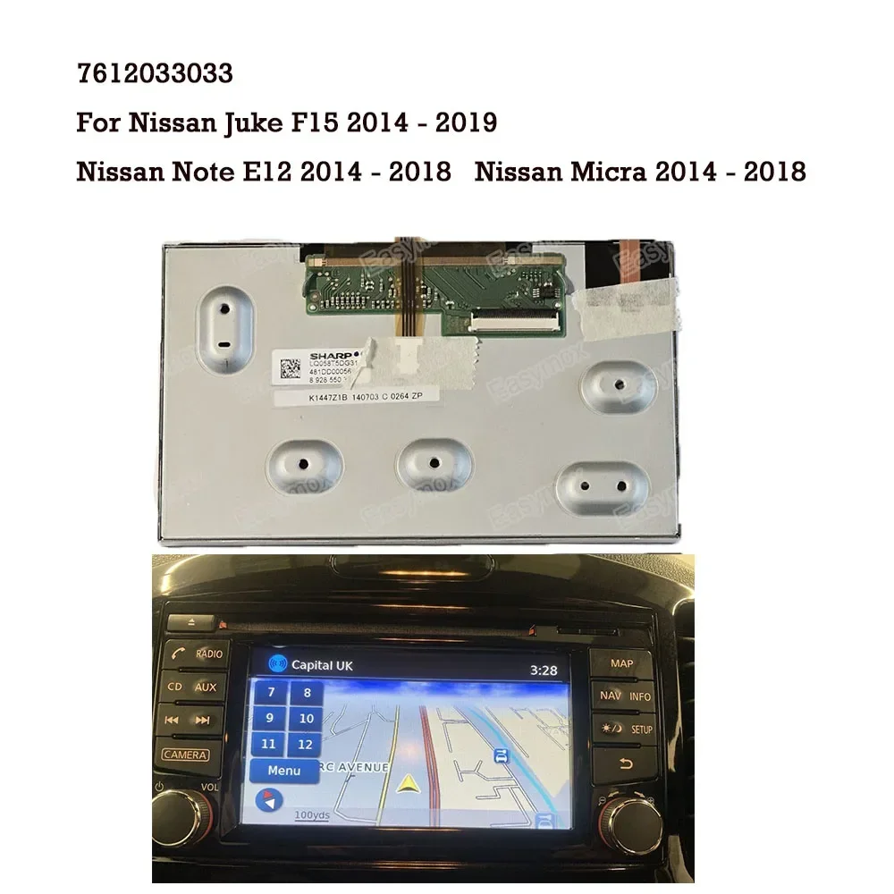 5.8inch Display Nissan Juke Note Micra 2013-2019 Head Unit Nav Touch LCD Screen Display Digi Repair