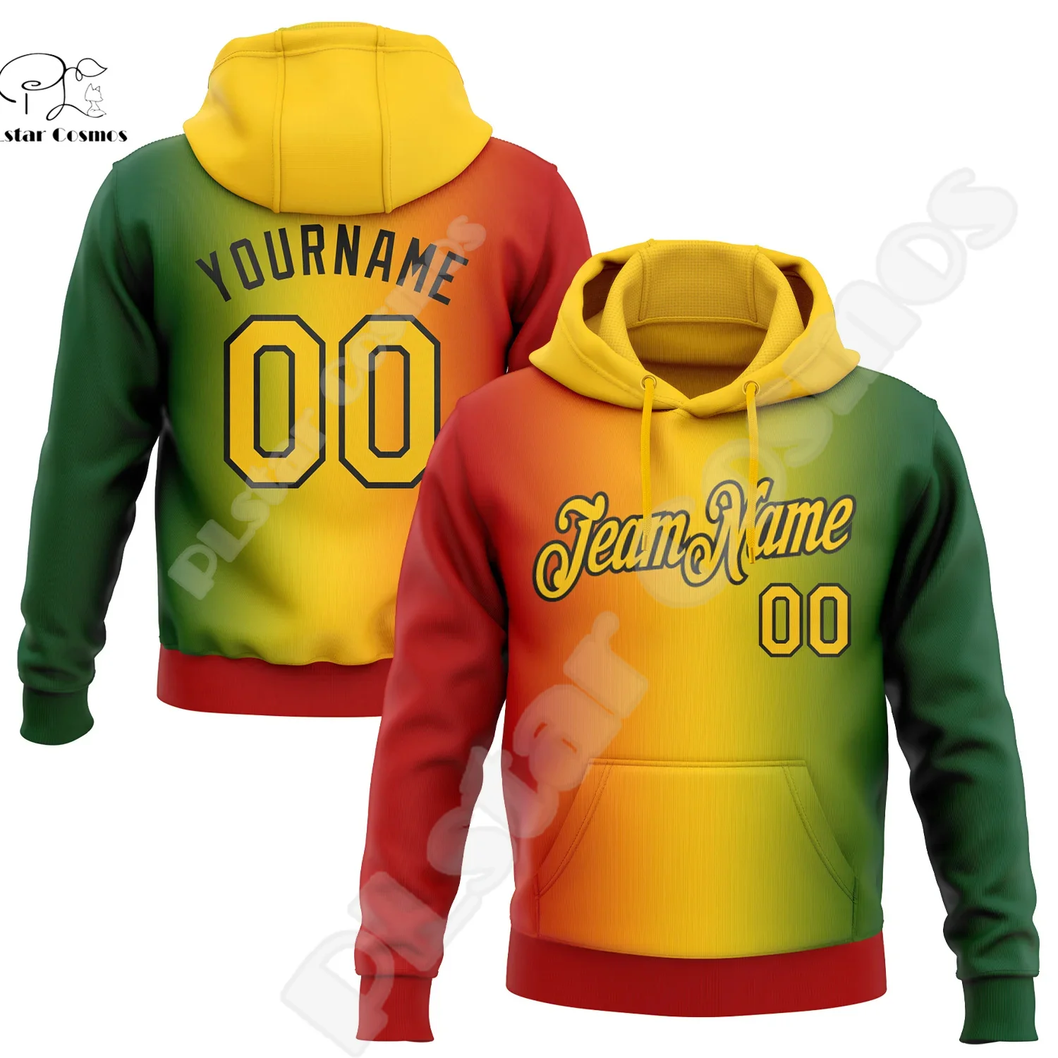 Nome personalizzato Logo gradiente Graffiti colorato poliestere tuta Pullover 3DPrint Harajuku Casual Retro Vintage felpe con cappuccio giacca A8