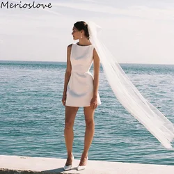 Merioslove Mini abiti da sposa o-collo senza maniche abito da sposa corto spiaggia abito da sposa civile vestido de novia 2024