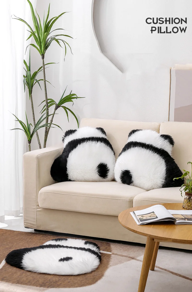 Imitation Wool Plush Panda Pillow Vitality Panda Cushion Household Sofa Chair Universal Pillow Living Room Bedroom Floor Mat