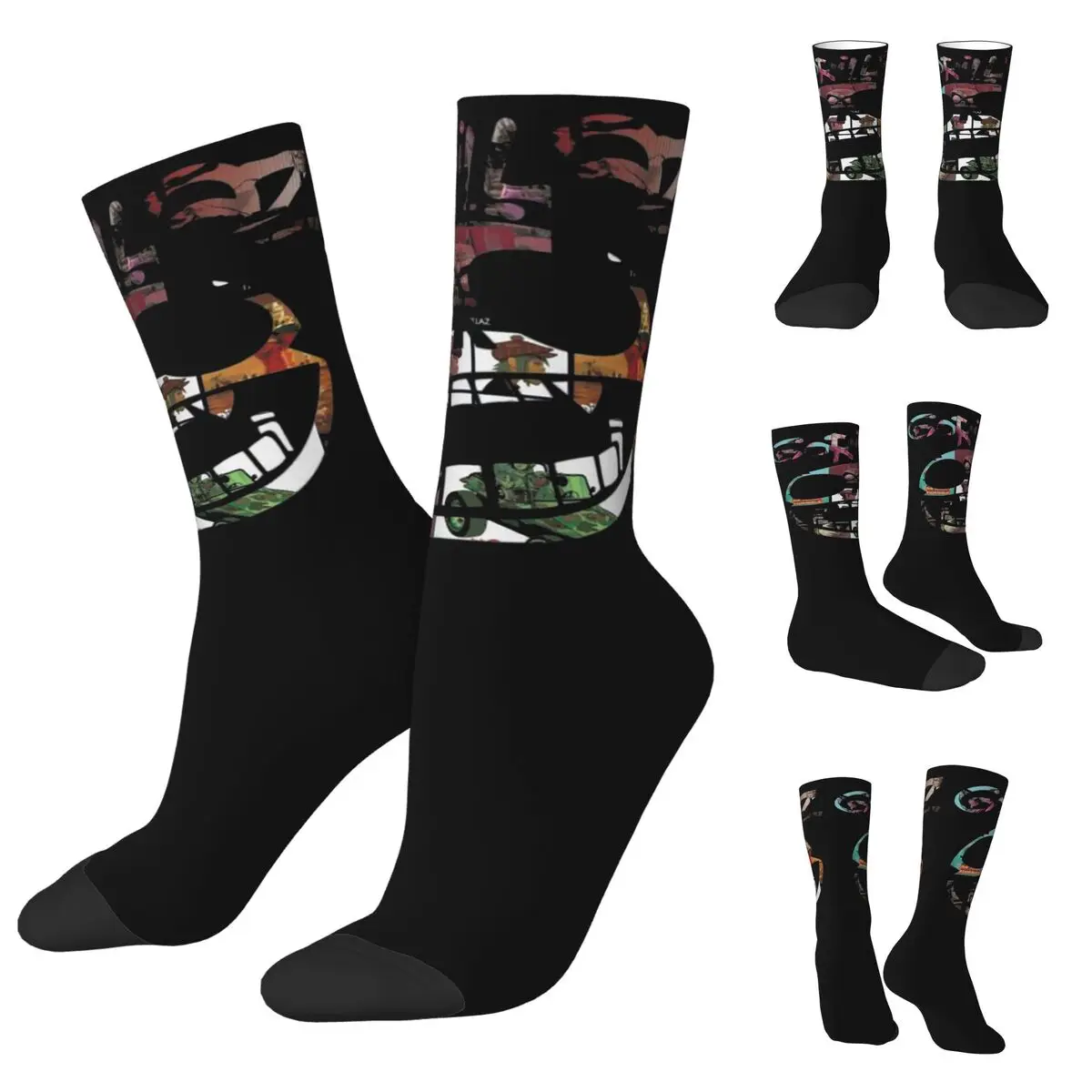 3D printing cosy Unisex Socks,Running Cool Music Band Gorillaz Skateboard Interesting Four Seasons Socks