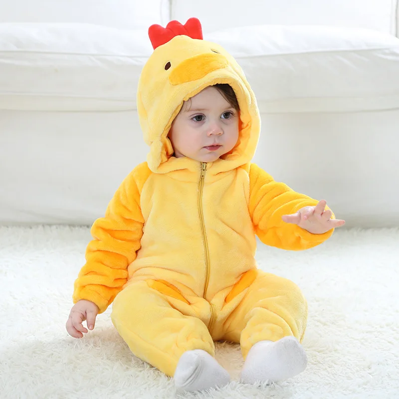 Umorden Halloween Easter Yellow Chick Costumes Rompers for Baby Boys Girls Infant Toddler Hooded Jumpsuit Flannel 0-3T