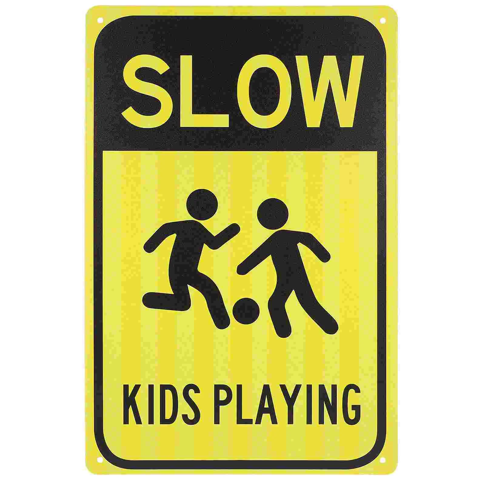 

Safety Signs Road for Warning Slow down Sturdy Metal Iron Street Kids Playing Attention