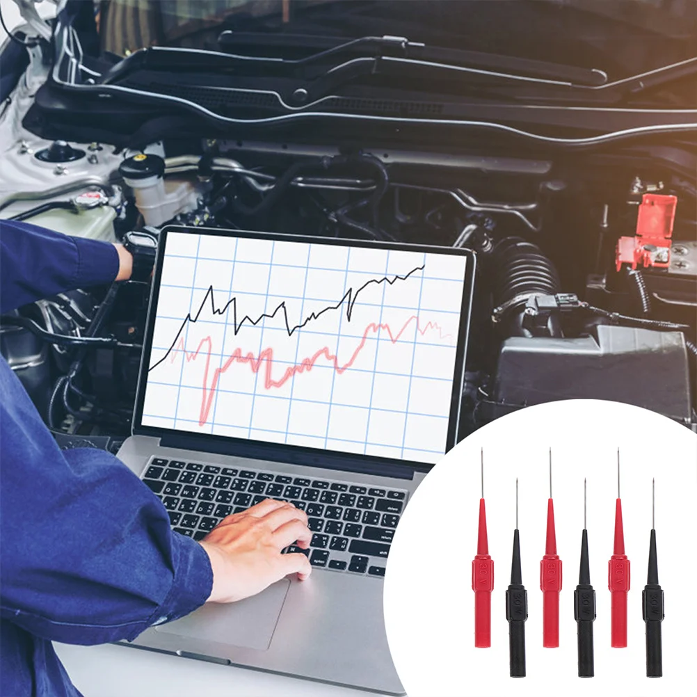 

6Pcs Wire Piercing Probe Nickel Plated Brass Stainless Steel for Multimeter Test Leads Electrical Testing Tool Banana Plug