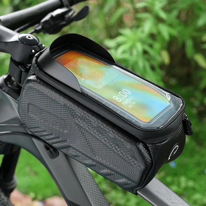 Bicycle Waterproof Phone Holder Phone Mount Cycling Pouch Tube Bag Cycling Accessories TPU Hard Case With Carbon Pattern Large