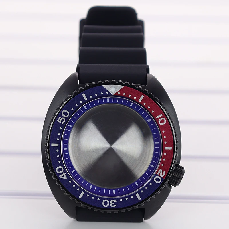 Saphirglas 45mm Uhrengehäuse Edelstahl für Mod 6105 Turtle Abalone Gehäuse für Seiko NH35 NH36 Uhrwerk Uhrenzubehör – Detail 2