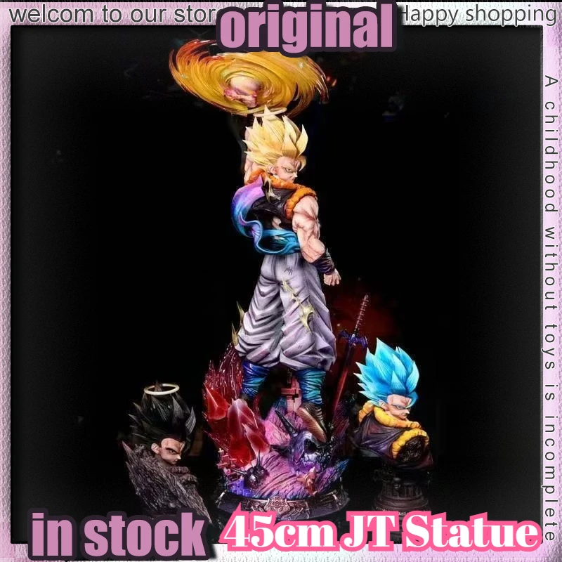 En Stock, Estatua JT de 45 cm, Yunqi Studio, Gogeta con 3 Cabezas Intercambiables, Set Completo, Figura de Resina de Dragon Ball Z, Colección de Juguetes, Modelo de Regalo