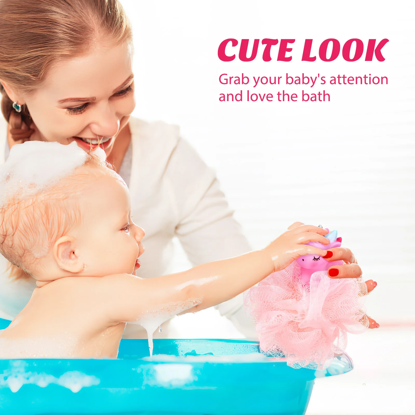 

2 pcs Unicorn Bath Loofah For Kids Premium Shower Mesh Ball Exfoliating Skin-Friendly Bath Sponge Kids Loofah Unicorn