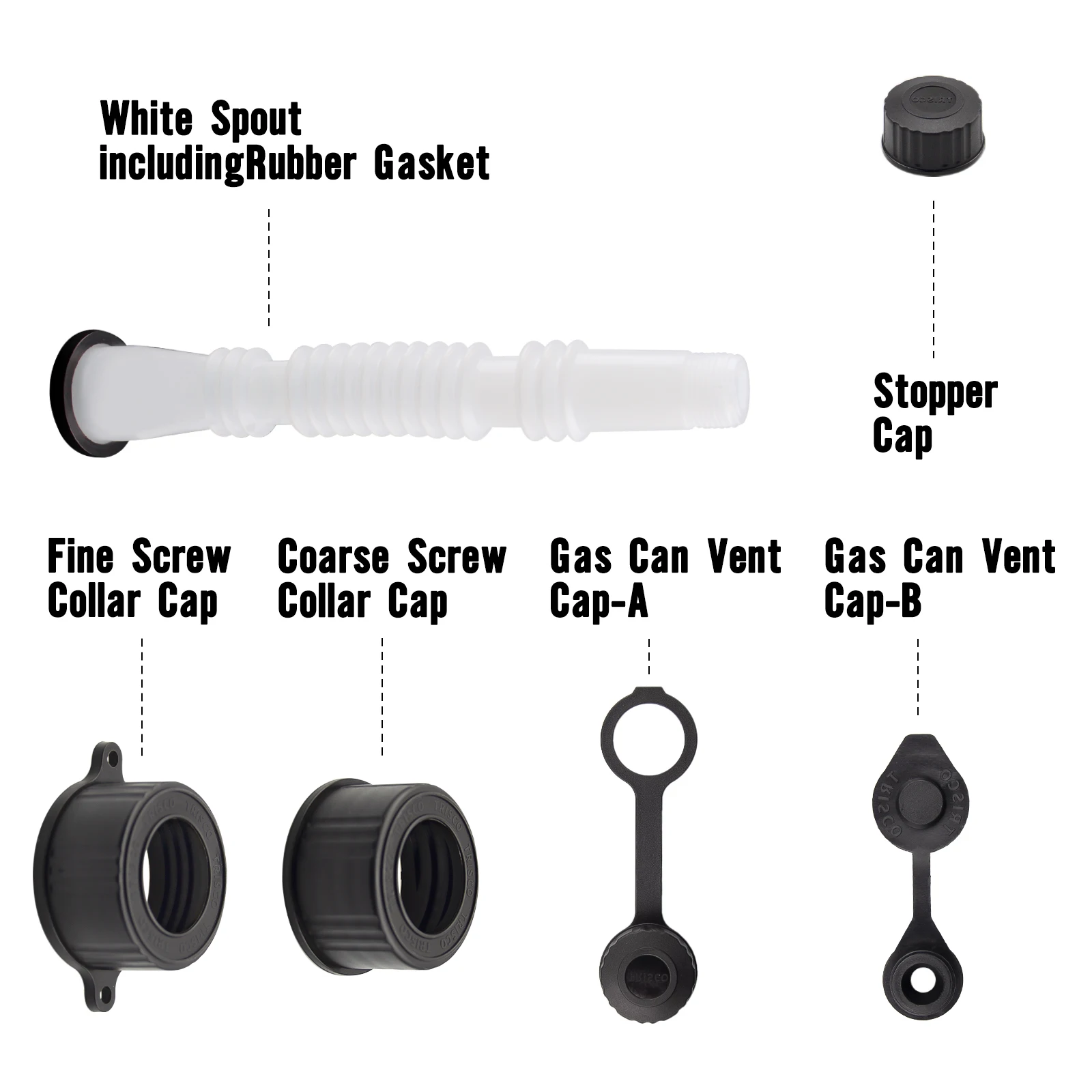 2 Set Replacement Gas Can Spout Nozzle Vent Kit Old Style Cap Replacement Accessories for Blitz, Midwest, Scepter, Eagle, Igloo