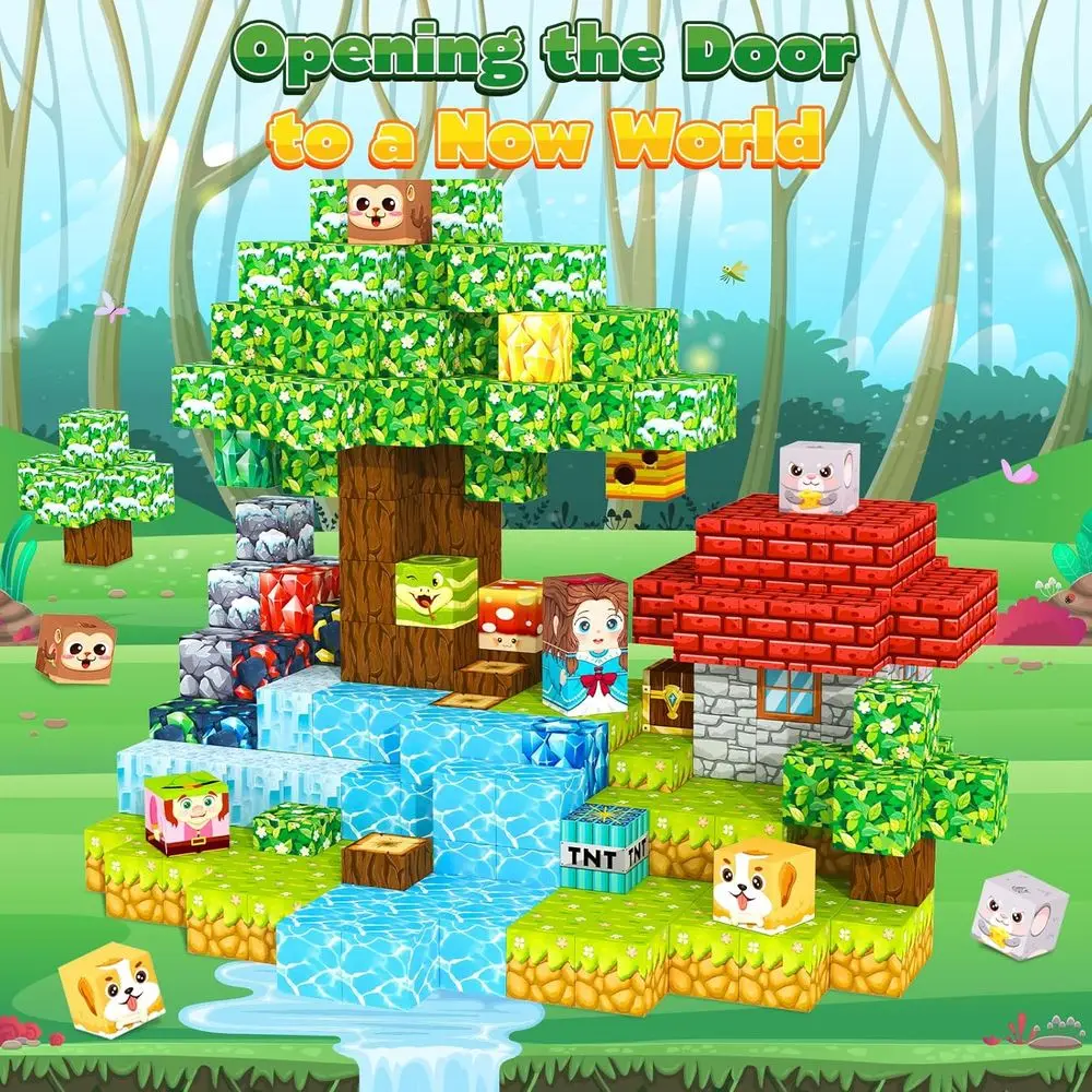 Bloques de construcción magnéticos: cubos de 150 piezas para niños pequeños y niños, juguetes Montessori, regalos de viajes y fiestas