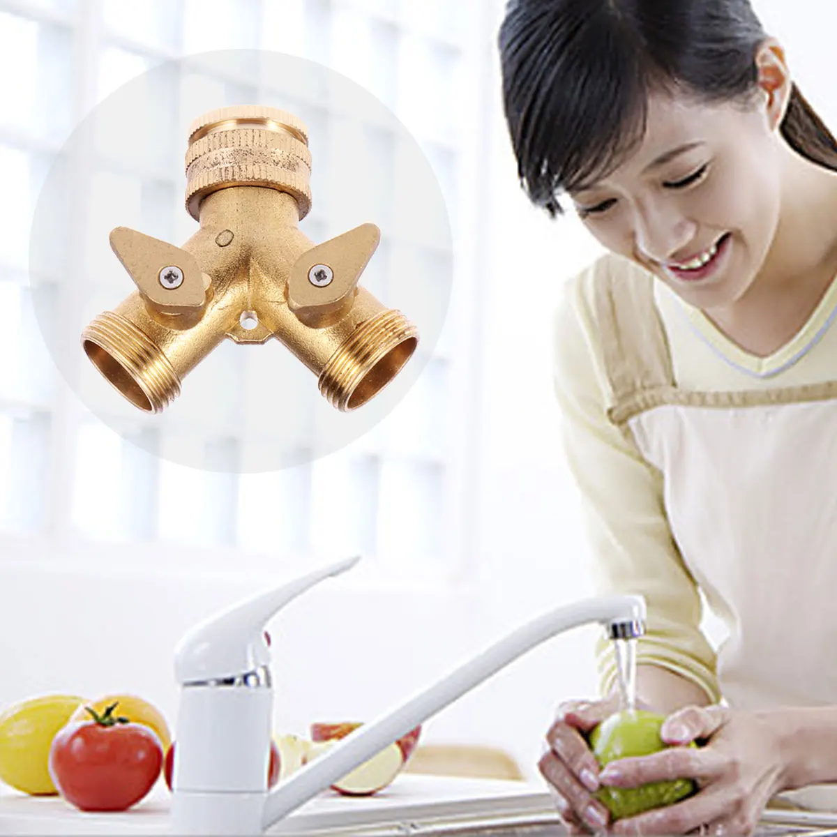 

Garden Hose Faucet Splitter Quick Connector Brass Material Leak Proof Design For Use Hose Pipe Fittings