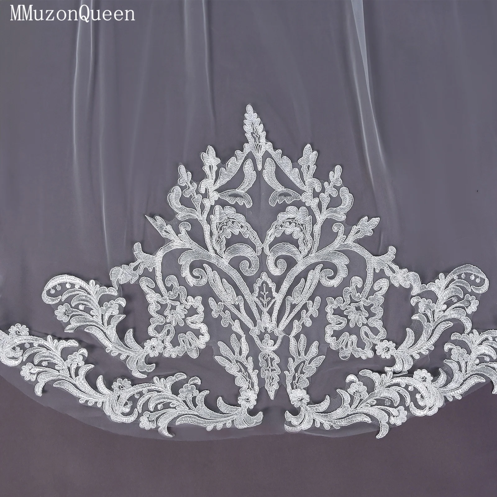 Topqueen sonhador véus de noiva comprimento catedral véu de casamento longo vieira renda guarnição edge1 camada mantilla española véu casamento v75