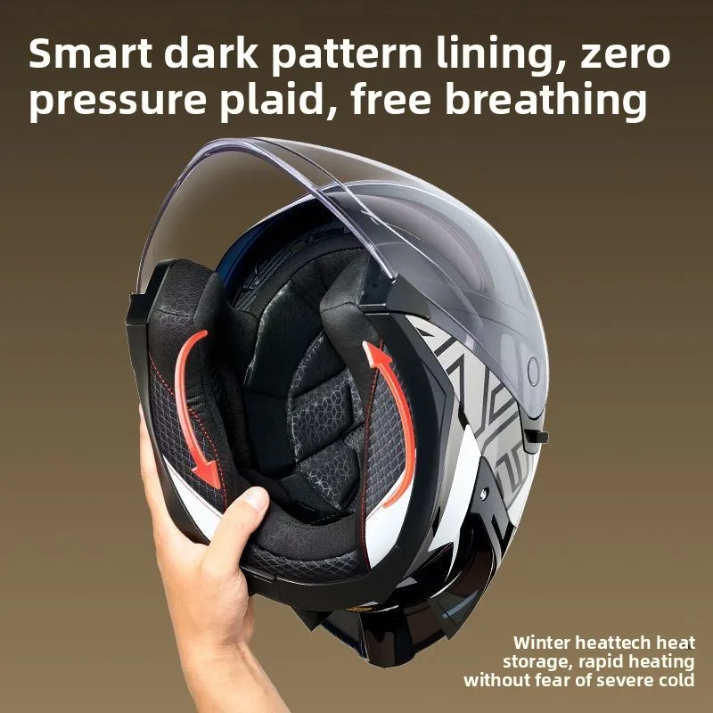 Picture 4: Electric Motorcycle Helmet Dual Visor Bluetooth Men Women 4 Seasons Scooter Safety Cap