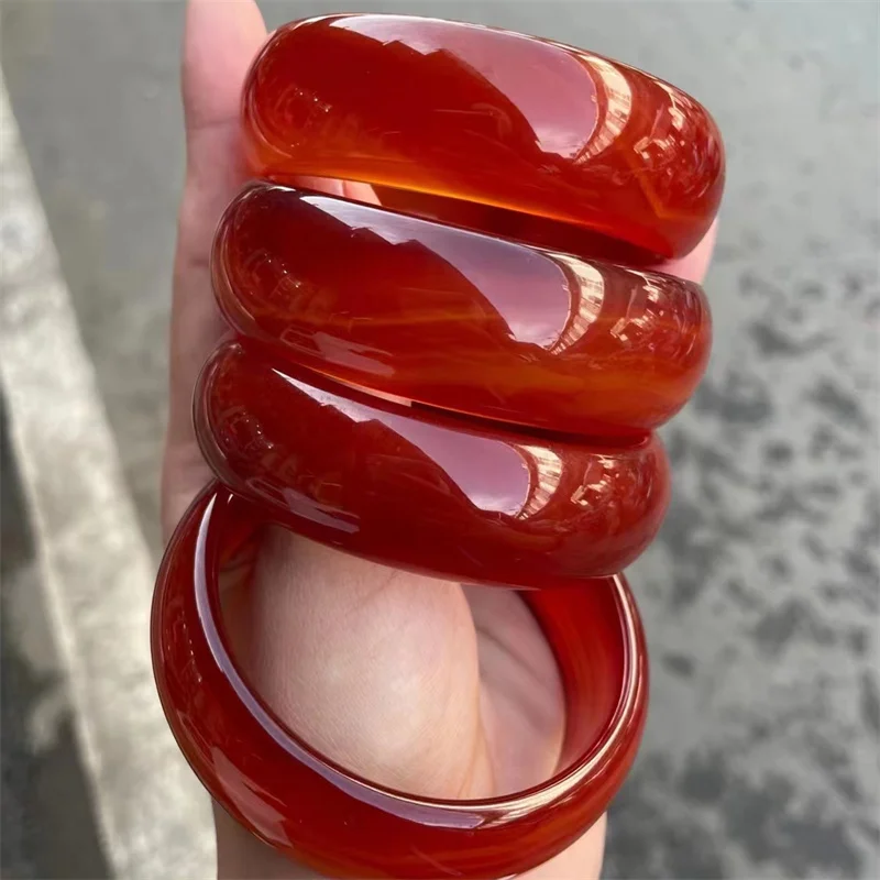 Jia Le/ Natural Brazil Ultra Wide Red Agate Bangle Accessories for Women Fine Jewelry Banquet Party Bracelet Family Friends Gift