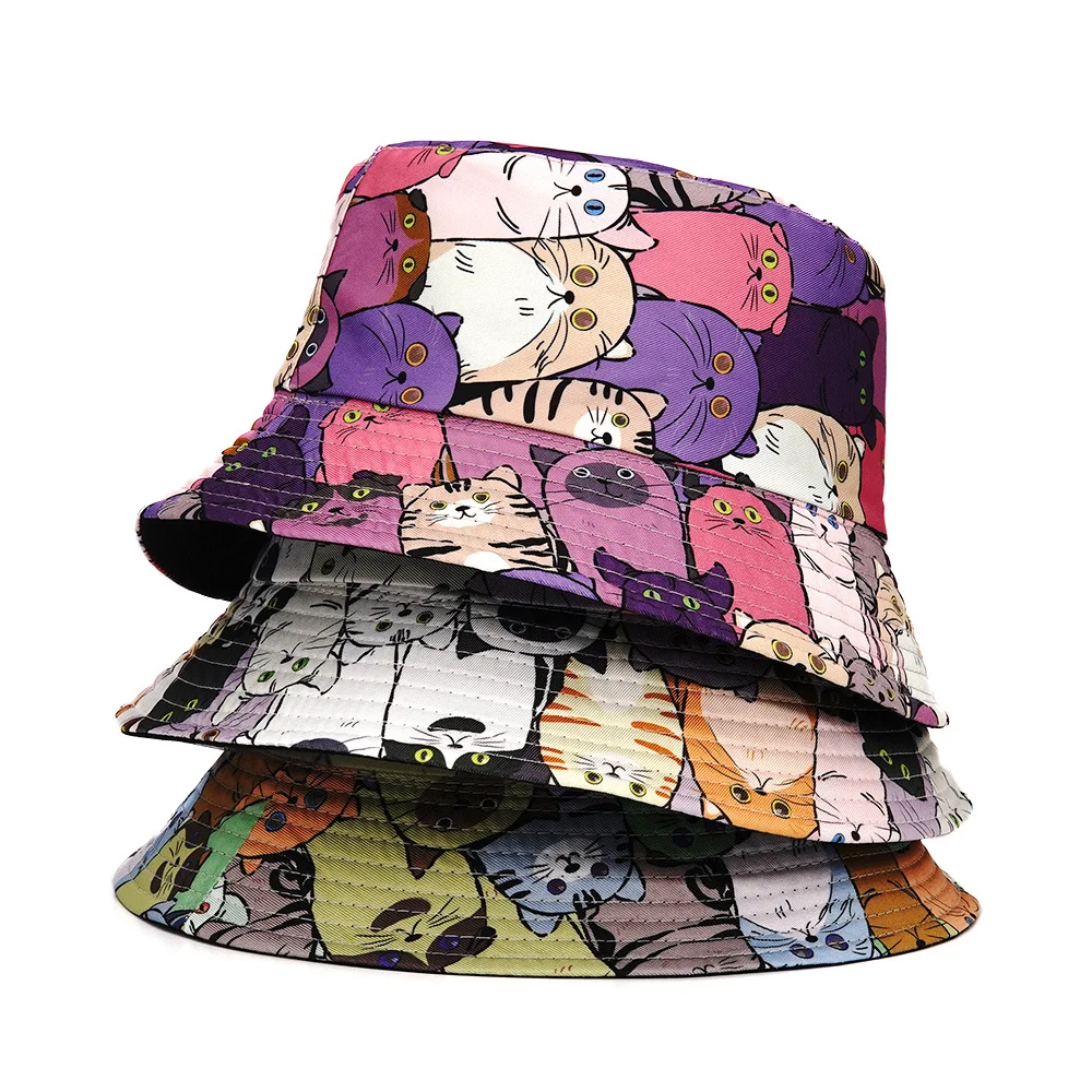 Summer Sun Hat Reversible Bucket Hat for Men Women Bob Panama Girls Beach Travel Outdoor